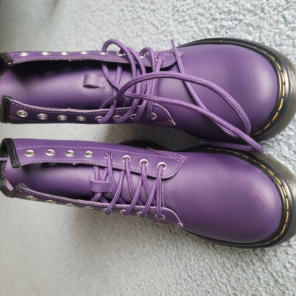 Dr. Martens Purple Combat Boots with Metallic Toe